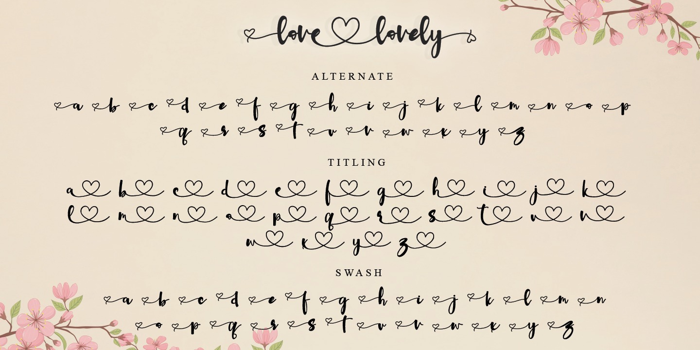 Przykład czcionki Love Lovely Italic